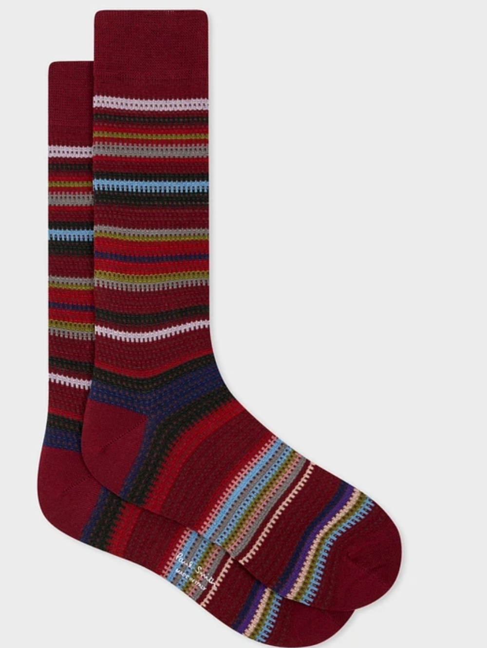 Paul Smith Burgundy Multi-Stripe Dress Socks